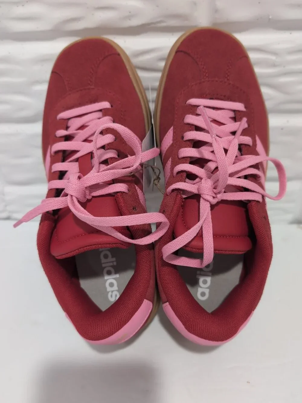 Adidas Kids Sneakers in Red and Pink with Gum Sole